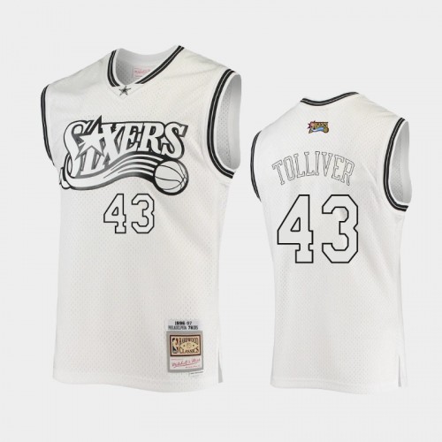 Men's Philadelphia 76ers #43 Anthony Tolliver White 2021 Hardwood Classics Out Swingman Jersey