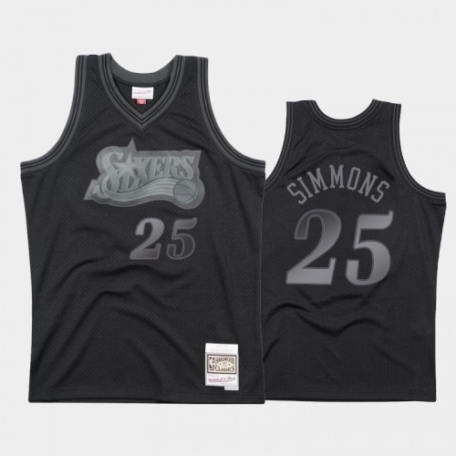 Philadelphia 76ers #25 Ben Simmons Black 1997-98 Throwback Tonal Hardwood Classics Jersey