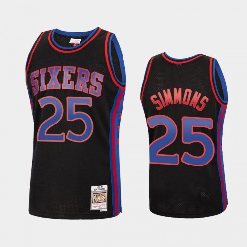 Philadelphia 76ers #25 Ben Simmons Black Reload Hardwood Classics Jersey