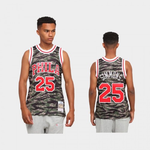 Philadelphia 76ers #25 Ben Simmons Green Tiger Camo Limited Jersey