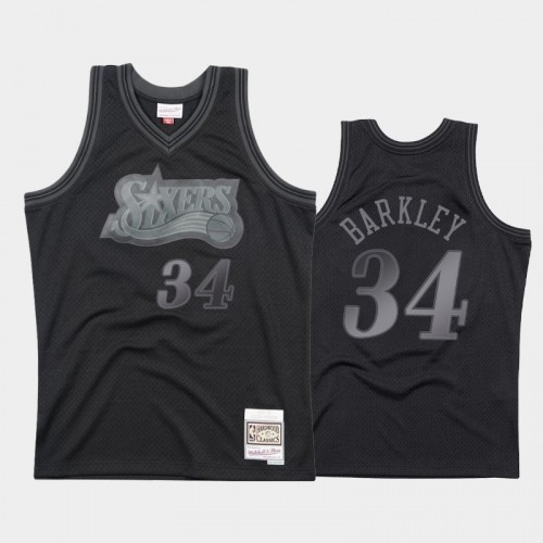 Philadelphia 76ers #34 Charles Barkley Black 1997-98 Throwback Tonal Hardwood Classics Jersey