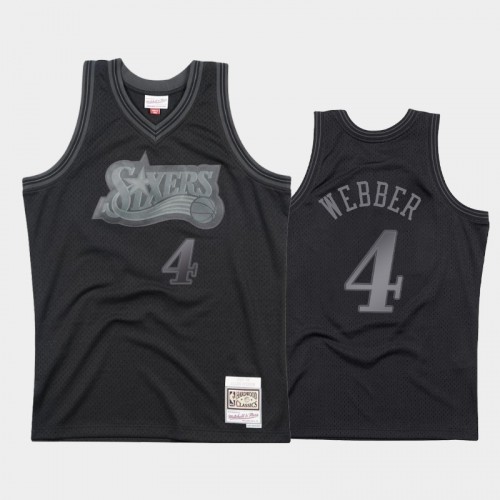 Philadelphia 76ers #4 Chris Webber Black 1997-98 Throwback Tonal Hardwood Classics Jersey