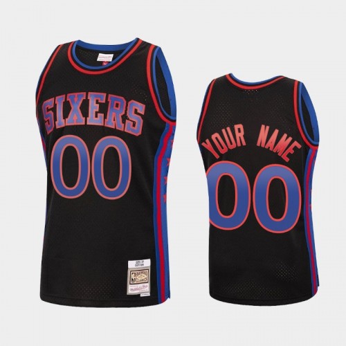 Philadelphia 76ers #00 Custom Black Reload Hardwood Classics Jersey