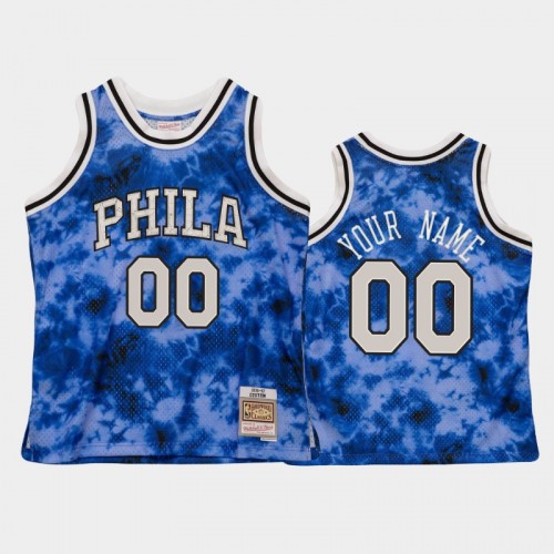 Men's Philadelphia 76ers #00 Custom Blue Galaxy Jersey