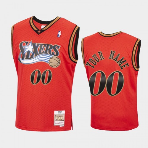 Philadelphia 76ers #00 Custom Red Reload Hardwood Classics Jersey