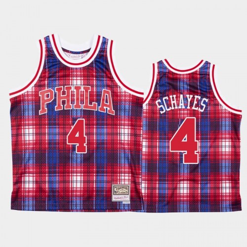 Men's Philadelphia 76ers #4 Dolph Schayes Red Private School Hardwood Classics Jersey