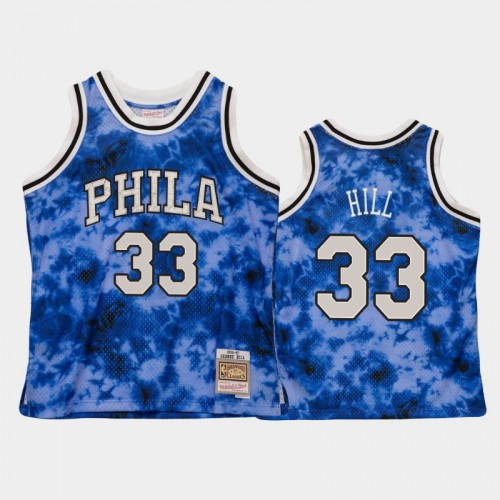 Men's Philadelphia 76ers #33 George Hill Blue Galaxy Jersey