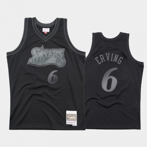 Philadelphia 76ers #6 Julius Erving Black 1997-98 Throwback Tonal Hardwood Classics Jersey