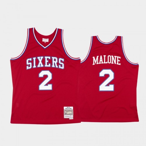 Philadelphia 76ers #2 Moses Malone Red 1982-83 Hardwood Classics Authentic Jersey