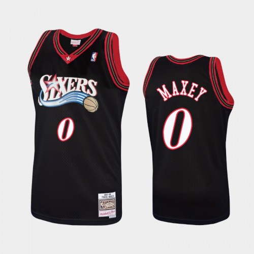 Philadelphia 76ers #0 Tyrese Maxey Black Hardwood Classics Throwback Jersey