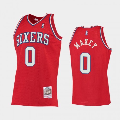 Philadelphia 76ers #0 Tyrese Maxey Red Hardwood Classics Throwback Jersey