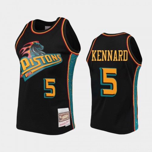 Men's Detroit Pistons #5 Luke Kennard Black Rings Collection Jersey