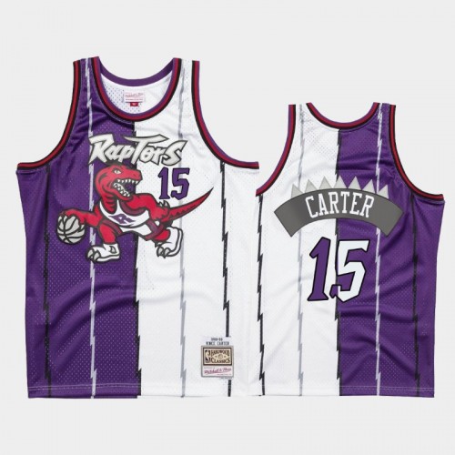 Men's Toronto Raptors #15 Vince Carter Purple Split Two-Tone Jersey