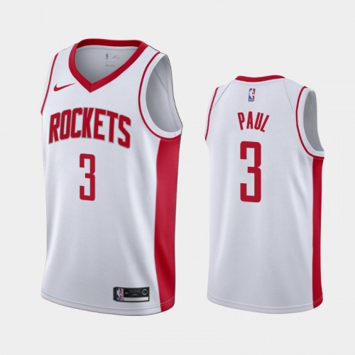Men's Houston Rockets Chris Paul #3 White 2019-20 Association Jersey