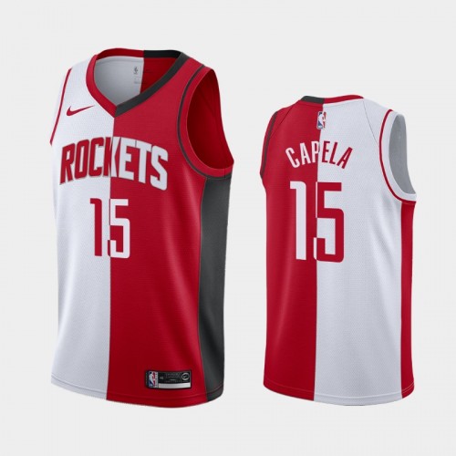 Men's Houston Rockets #15 Clint Capela White Red Split Two-Tone Jersey