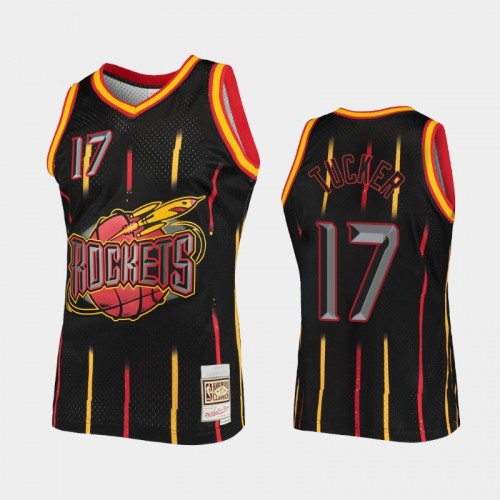 Men's Houston Rockets #17 P.J. Tucker Black Rings Collection Jersey