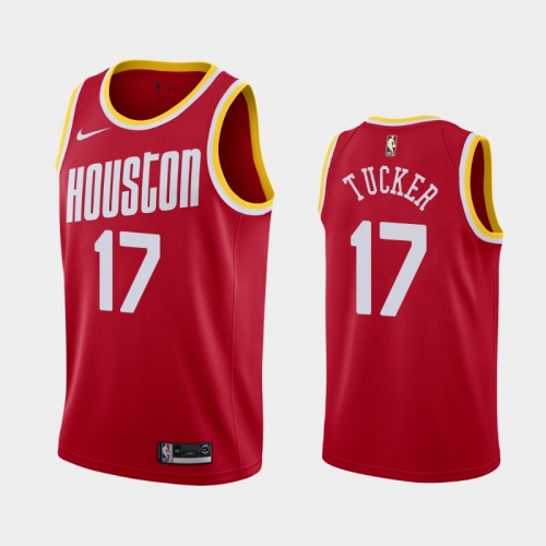 Men's Houston Rockets #17 P.J. Tucker Red 2019 season Hardwood Classics Jersey