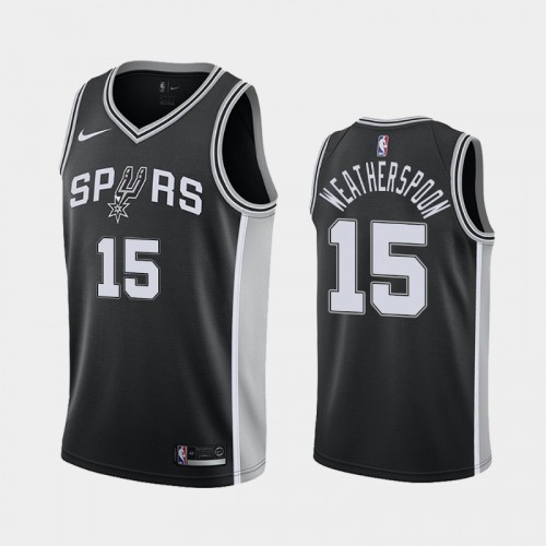 Men's San Antonio Spurs #15 Quinndary Weatherspoon Black Icon Jersey - 2019 NBA Draft