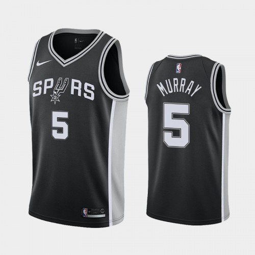 Men's San Antonio Spurs #5 Dejounte Murray Black 2018-19 Icon Jersey