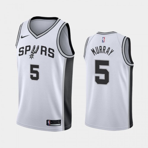 Men's San Antonio Spurs #5 Dejounte Murray White 2019 season Association Jersey