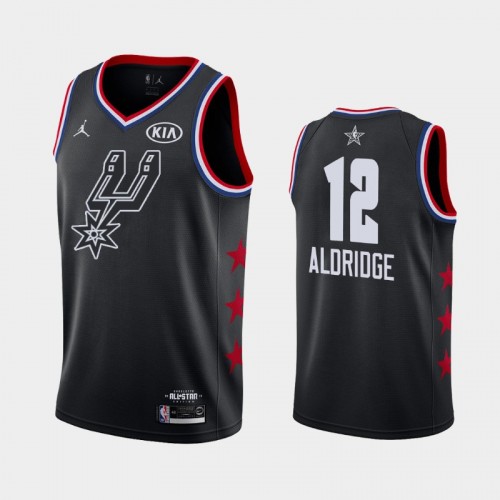 Men's San Antonio Spurs 2019 All-Star Game #12 LaMarcus Aldridge Black Finished Jersey