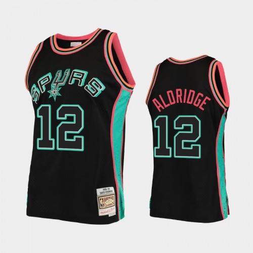Men's San Antonio Spurs #12 LaMarcus Aldridge Black Rings Collection Jersey