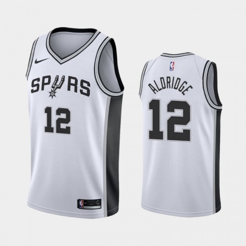 Men's San Antonio Spurs #12 LaMarcus Aldridge White 2019 season Association Jersey