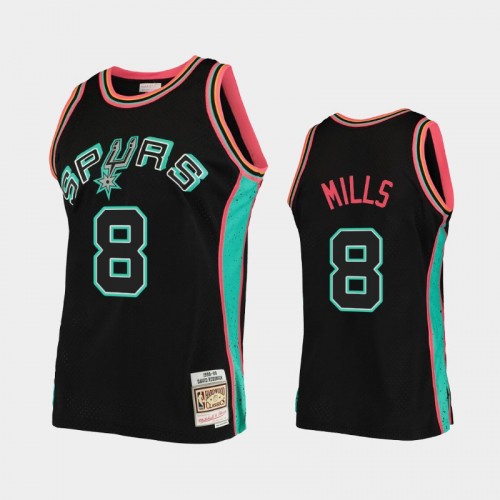 Men's San Antonio Spurs #8 Patty Mills Black Rings Collection Jersey