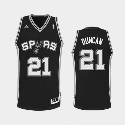 Men's San Antonio Spurs #21 Tim Duncan Black Hardwood Classics Jersey