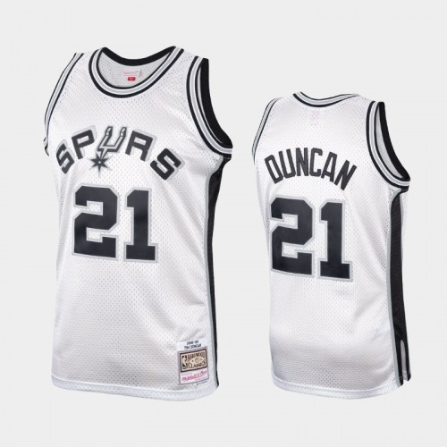 Men's San Antonio Spurs #21 Tim Duncan Platinum Hardwood Classics Jersey
