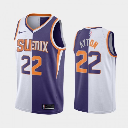 Men's Phoenix Suns #22 Deandre Ayton White Purple Split Edition Two-Tone Jersey