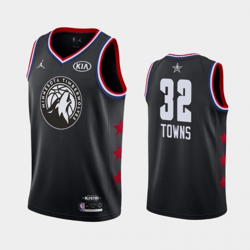 Men's Minnesota Timberwolves 2019 All-Star Game #32 Karl-Anthony Towns Black Finished Jersey