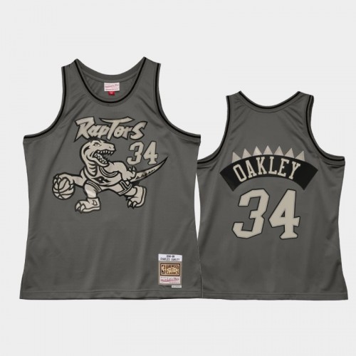 Toronto Raptors #34 Charles Oakley Gray Metal Works Jersey