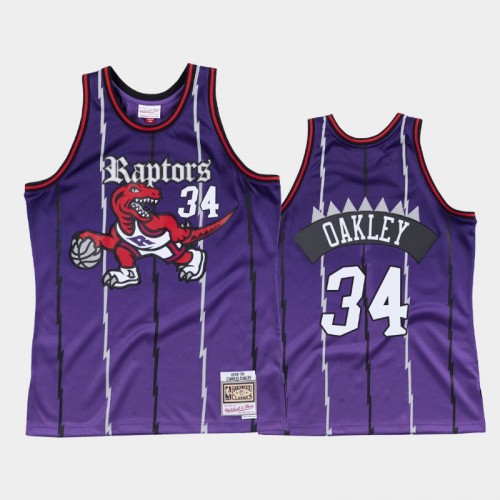 Toronto Raptors #34 Charles Oakley Purple Old English Faded Jersey