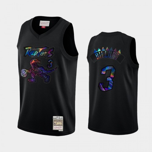 Toronto Raptors #3 Chauncey Billups Black Hardwood Classics Iridescent Logo Holographic Jersey