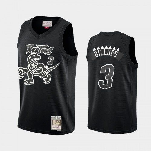 Toronto Raptors #3 Chauncey Billups Black Hardwood Classics Throwback White Logo Jersey