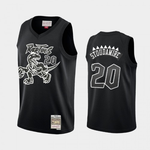 Toronto Raptors #20 Damon Stoudamire Black Hardwood Classics Throwback White Logo Jersey