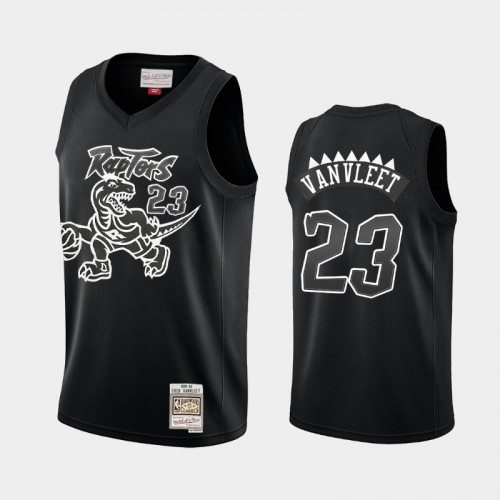 Toronto Raptors #23 Fred VanVleet Black Hardwood Classics Throwback White Logo Jersey