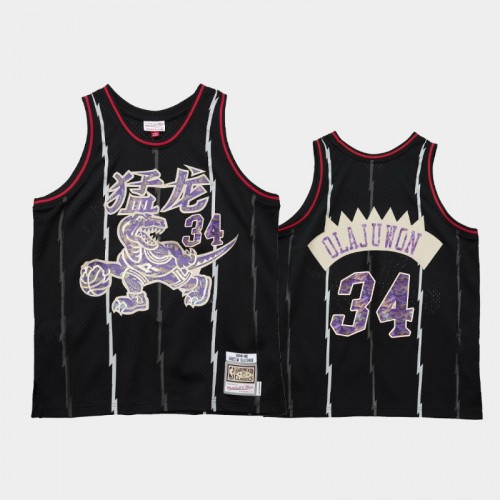 Toronto Raptors #34 Hakeem Olajuwon Black 2021 Lunar New Year OX Jersey