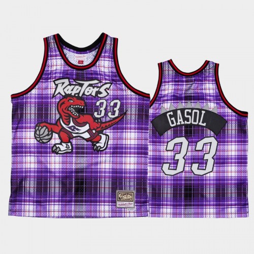 Men's Toronto Raptors #33 Marc Gasol Purple Private School Hardwood Classics Jersey