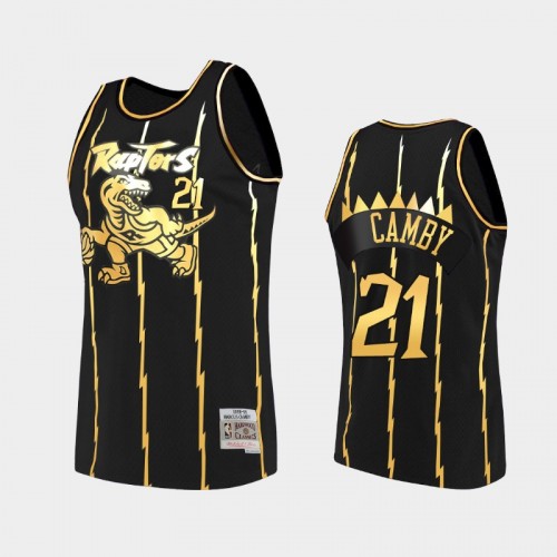 Toronto Raptors #21 Marcus Camby Black 2021 Golden Edition Hardwood Classics Limited Allocation Jersey