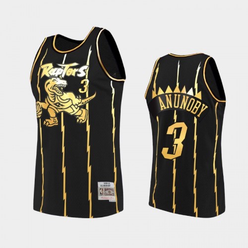 Toronto Raptors #3 OG Anunoby Black 2021 Golden Edition Hardwood Classics Limited Allocation Jersey