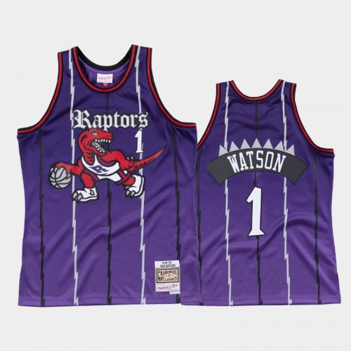 Toronto Raptors #1 Paul Watson Purple Old English Faded Jersey