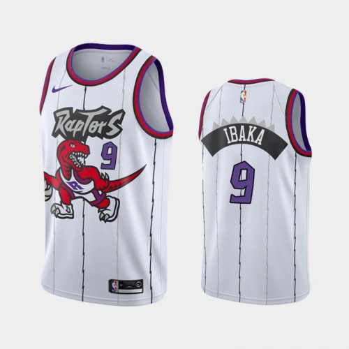 Men's Toronto Raptors #9 Serge Ibaka White Hardwood Classics Jersey