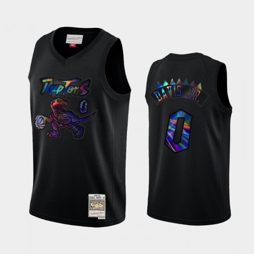 Toronto Raptors #0 Terence Davis Jr. Black Hardwood Classics Iridescent Logo Holographic Jersey