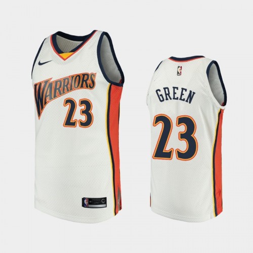 Men's Golden State Warriors #23 Draymond Green White Throwback We Believe Jersey