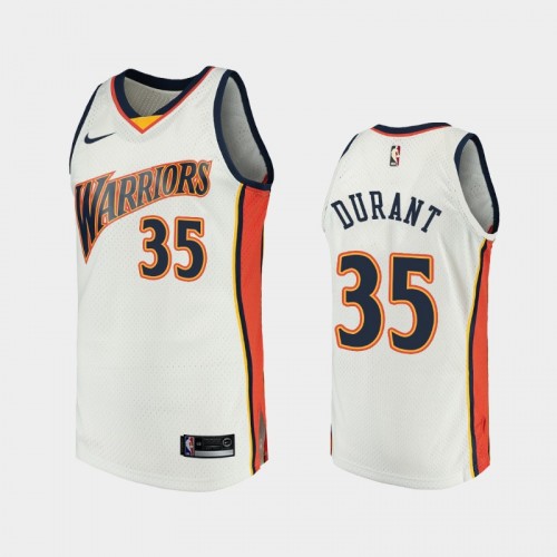 Men's Golden State Warriors #35 Kevin Durant White Throwback We Believe Jersey