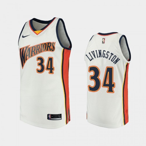 Men's Golden State Warriors #34 Shaun Livingston White Throwback We Believe Jersey