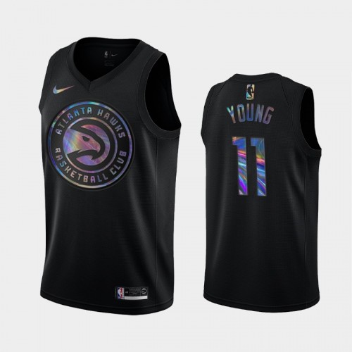 Atlanta Hawks #11 Trae Young Black Iridescent Holographic Limited Edition Jersey