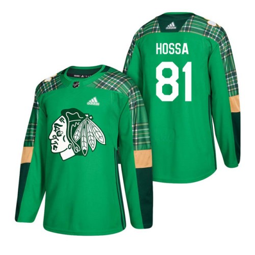 #81 Marian Hossa 2018 St. Patrick's Day Jersey Green